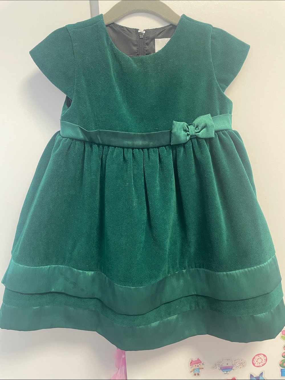 Florence Eiseman Emerald Green Velvet Dress with Satin Bow